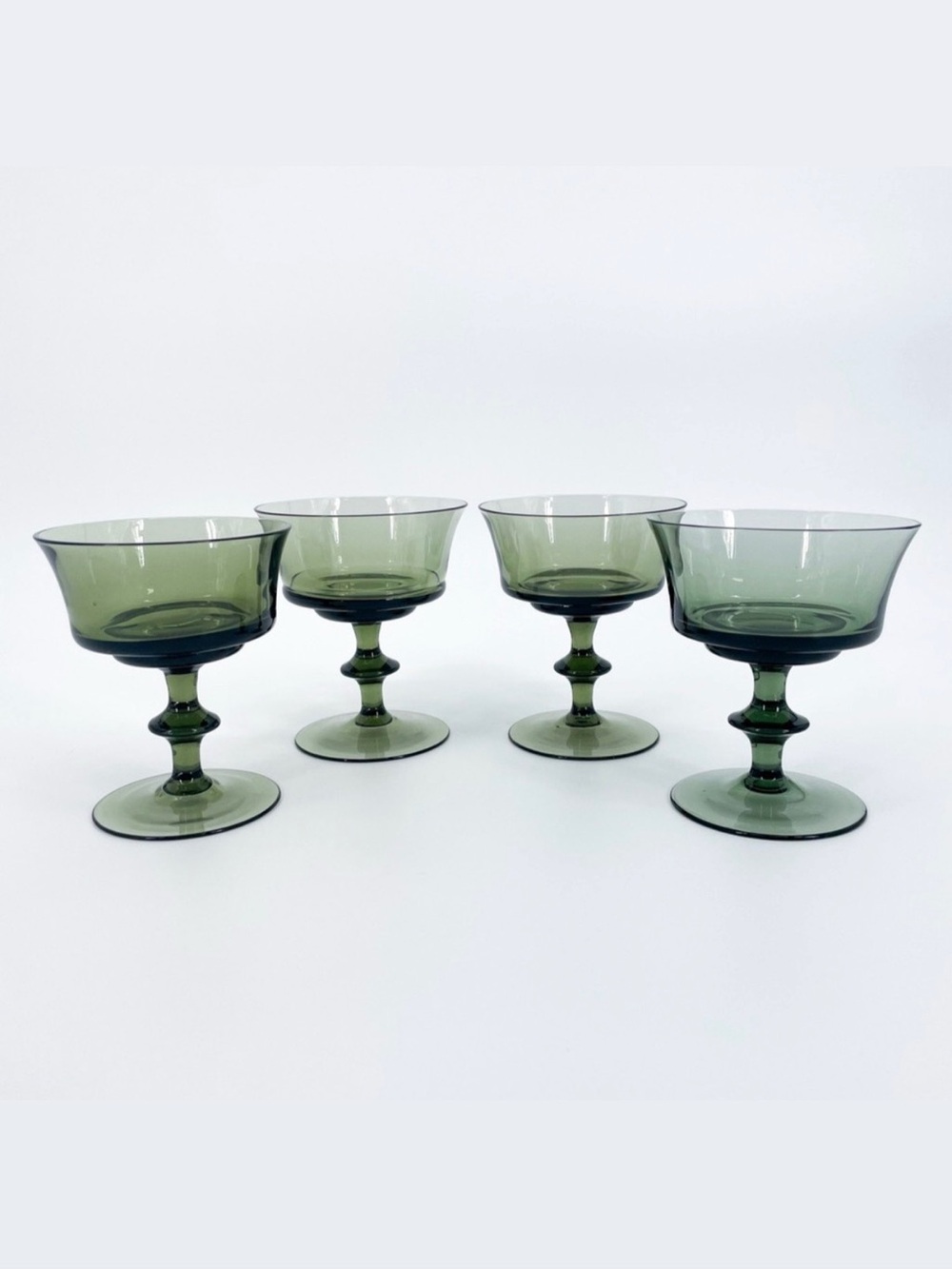 RARE Set of 4 Gorham Crystal Elegance Sherbet Goblets Green